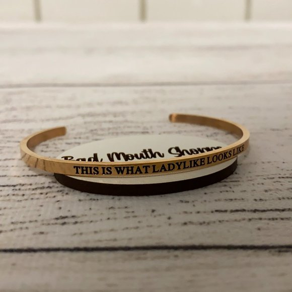 *Metal Marvels THIS IS WHAT LADYLIKE LOOKS LIKE Dainty Bangle in Rose Gold - Picture 1 of 3